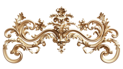 Rococo ornament frame, noble golden vintage style ornamental stucco
