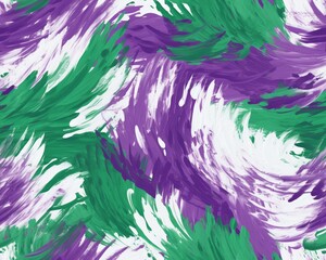 Abstract colorful brushstroke pattern in shades of purple, green, and white, creating a dynamic and artistic background.