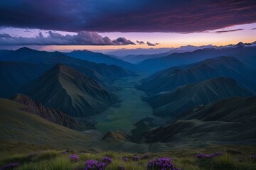 Twilight in Andean Highlands with Ethereal Glow
