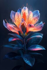 Obraz premium Close Up of Flower on Black Background