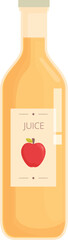 Simplistic vector graphic of a clear bottle filled with golden apple juice, labeled neatly