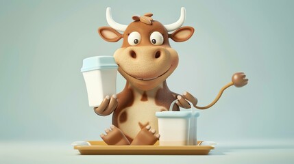 A cartoon cow tray of milk UHD wallpaper