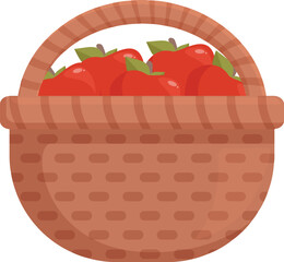 Vibrant illustration of a wicker basket brimming with ripe tomatoes