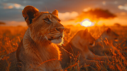 Serene Wilderness: Spectacular Wildlife Safari Adventure with Sunset Colors