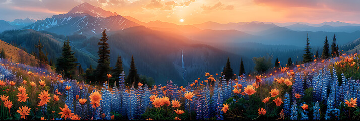 Awe-inspiring Natural Landscapes Canvas Art: Majestic Sunrise & Waterfall
