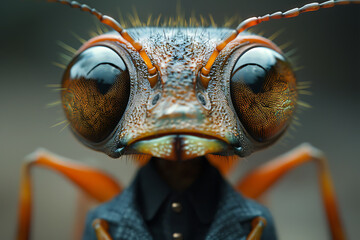 Surreal Elegance: An Ant in Luxurious Formal Wear with Realistic Texture & Surreal Touch
