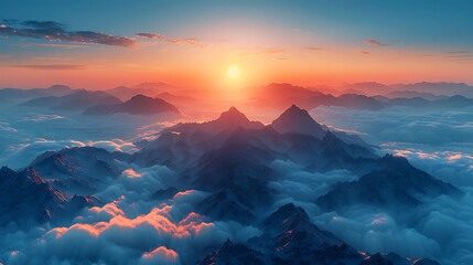 Stunning Mountain Vistas: Majestic Peaks & Azure Skies - Drone Photography