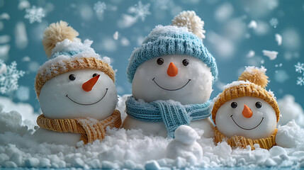 Winter Snowman Building Fun