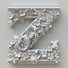 ornate letter Z intricately adorned with vibrant, blooming flowers, creating a whimsical and elegant design.