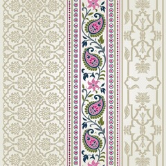 wedding card design, traditional paisley floral pattern , royal India	