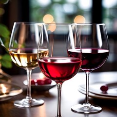 Naklejka premium Wine Glass. Glass of wine: red, white and ros