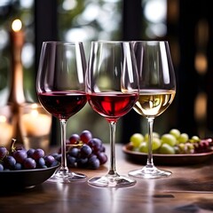 Naklejka premium Wine Glass. Glass of wine: red, white and ros