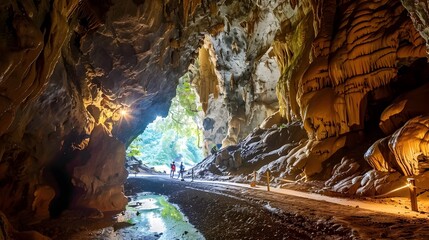 Captivating Tham Lod Cavern Expedition Adventure in Stunning Limestone Landscape