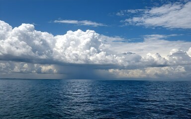 Fototapeta premium Seascape with clouds, Generative AI