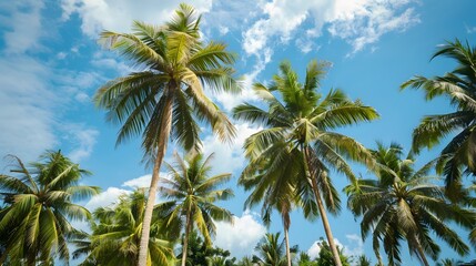 Obraz premium Lush Coconut Palm Oasis in Tropical Southern Thailand Coastline