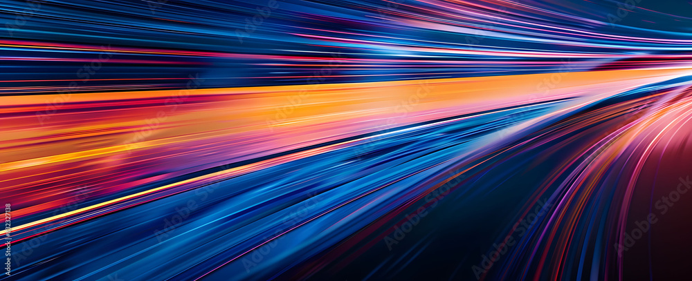 Wall mural abstract illustration depicting high-speed light trails in 3d, creating a dynamic and futuristic bac