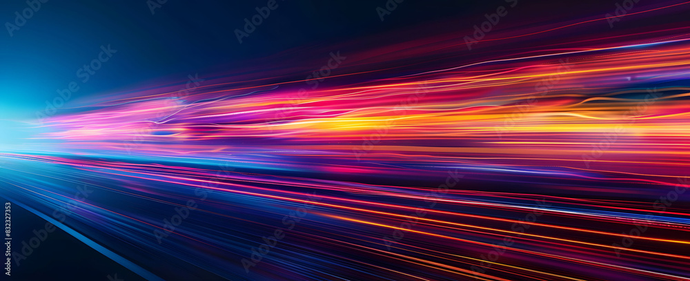 Wall mural abstract illustration depicting high-speed light trails in 3d, creating a dynamic and futuristic bac