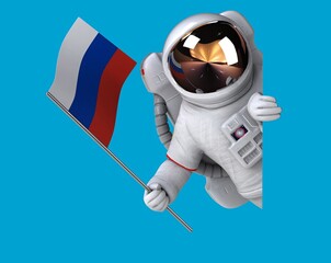 Fun 3D cartoon astronaut with a flag from Russia © Julien Tromeur
