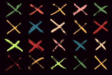 Hand drawn grunge ink brush strokes and lines, creative brush lines with rough edges.