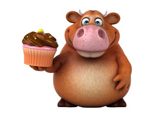 Fun 3D cartoon cow illustration