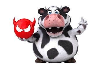 Fun 3D cartoon cow illustration