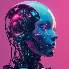 AI ethicist exploring ethical implications front view Ensuring responsible AI use sci-fi tone Analogous Color Scheme