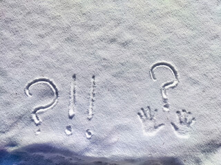 Question Mark Drawn in Fresh Snow on a Winter Morning
