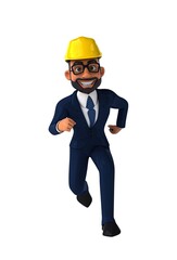 Fun 3D cartoon indian architect illustration.