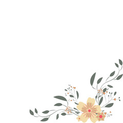 Flower and green leaves. Wedding concept - flowers. Floral poster, invite. Vector arrangements for greeting card or invitation design
