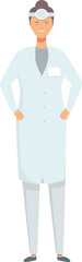 Professional female doctor stands poised in scrubs and headlamp, ready for a procedure