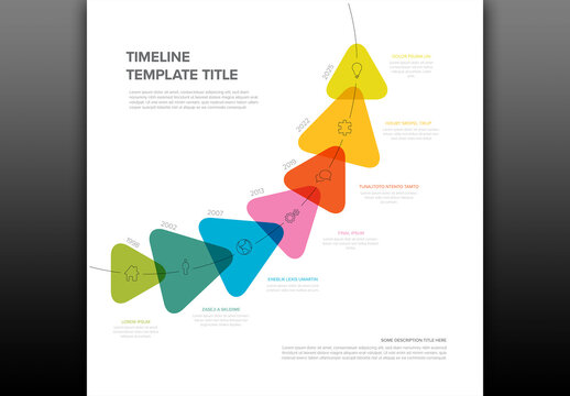 Rainbow color triangle arrows on the curved time line - multipurpose infographic grow timeline template