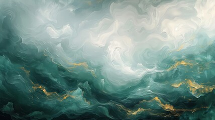 Green and Yellow Wave Painting