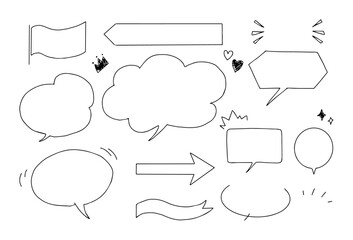手書き風の色々なふきだしセット　記号　素材　飾り　デコレーション　イラスト	
