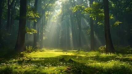 **Imagin Soft Scene Hues of a peaceful forest glade, with sunlight dappling the forest floor