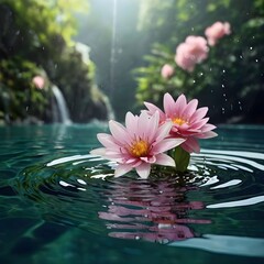 pink water lily in water