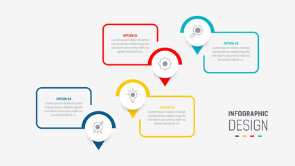 Obraz premium Four Step Infographic element design Vector template for presentation. process diagram and presentations step, workflow layout, banner, flow chart, info graphic vector illustration.