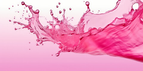 Pink liquid splashes  on white background,  pink paint splashes