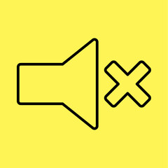 speaker volume icon simple, line vector isolated on yellow background. trendy and modern design