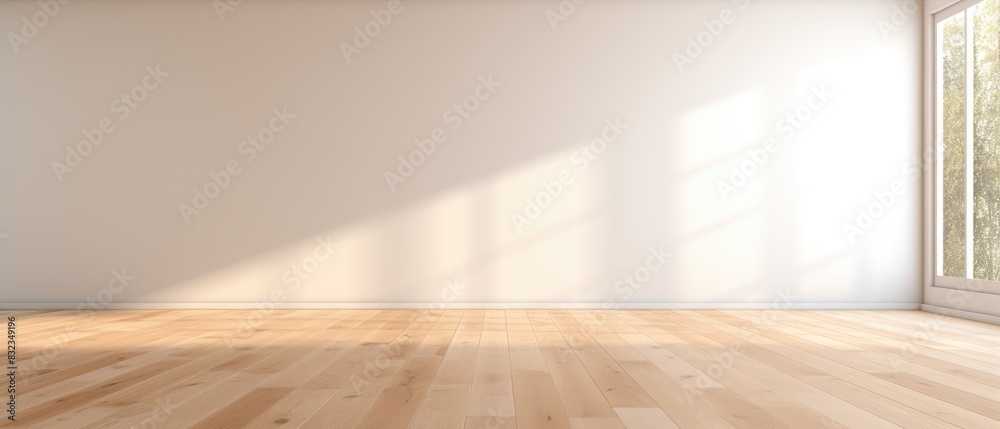 Wall mural wood floor with white wall for present product