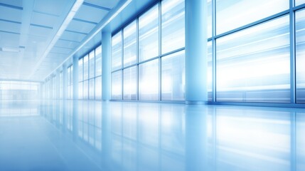 Fototapeta premium blue blurred background image of a spacious office or mall hallway