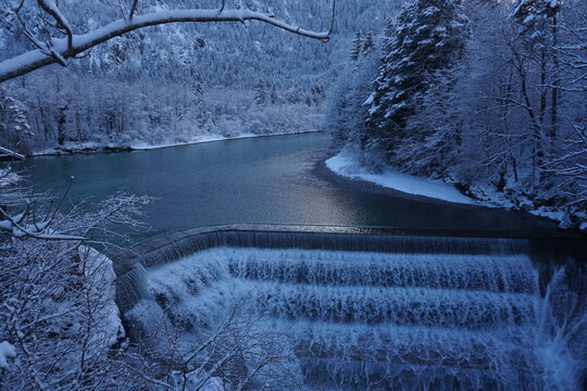 Lechfall Winter F&uuml;ssen bei Schnee
