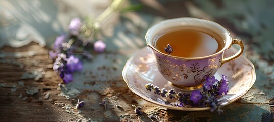 Earl Grey Tea Infused with Bergamot and Lavender Blossoms in a Vintage Teacup