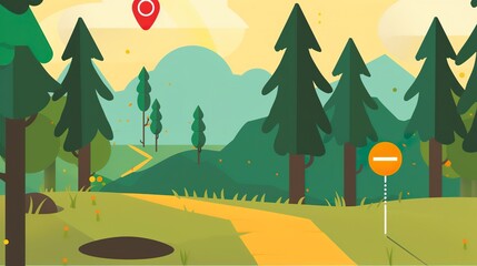 Trail markers website layout flat design front view navigation tips theme animation Complementary Color Scheme 