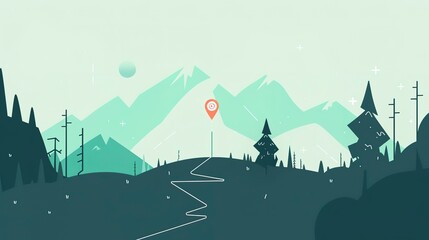 Fototapeta premium Trail markers website layout flat design front view navigation tips theme animation Complementary Color Scheme 