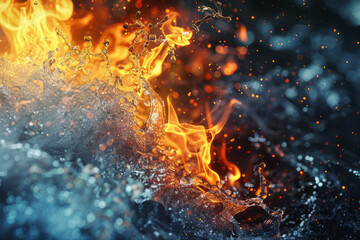 Background of water and fire together close up as earth elements
