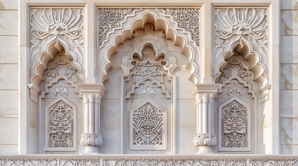 Obraz premium Muslim mosque facade adorned with detailed and decorative elements