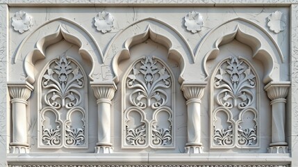 Obraz premium Ornate details of a Muslim mosque facade revealing stunning craftsmanship