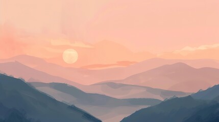 Obraz premium Golden hour landscape artwork flat design top view photography adventure theme water color colored pastel 