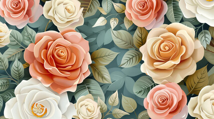 Vintage Floral Pattern with Classic Rose Designs
