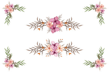 Blooms & Greenery Floral Foliag Ornament Corner Text Separator